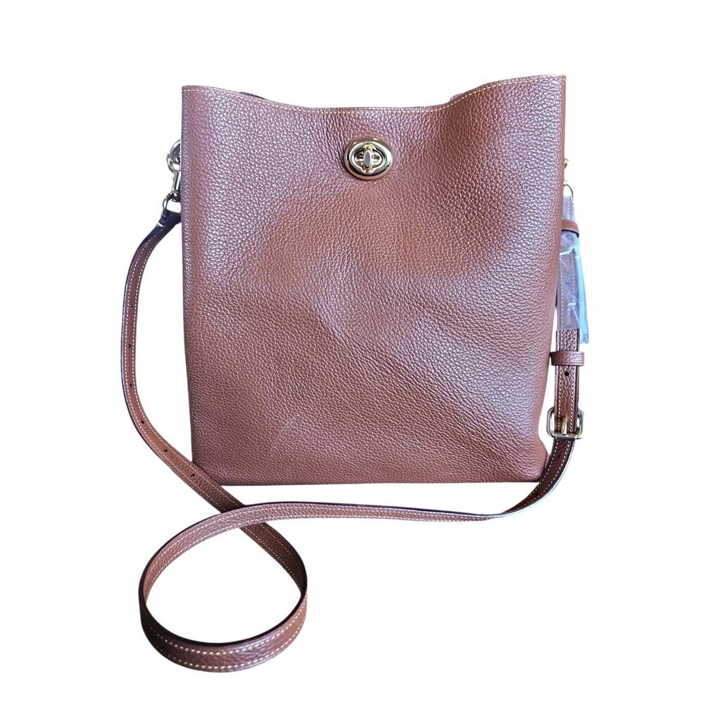 ❤️ Coach 55200 Polished Pebble Leather Charlie Bucket Cognac Crossbody - Picture 3 of 11